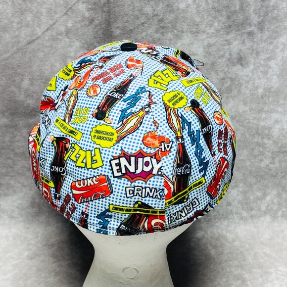 Coca-Cola 2015 Hat Comic Print Colorful Baseball Cap Fitted M/L - Picture 5 of 8